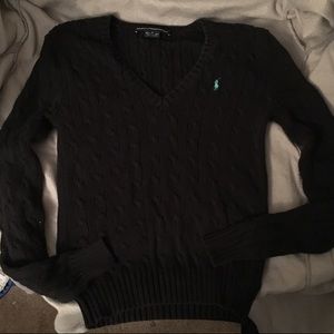 Polo Ralph Lauren Sport Small Black Sweater w Blue